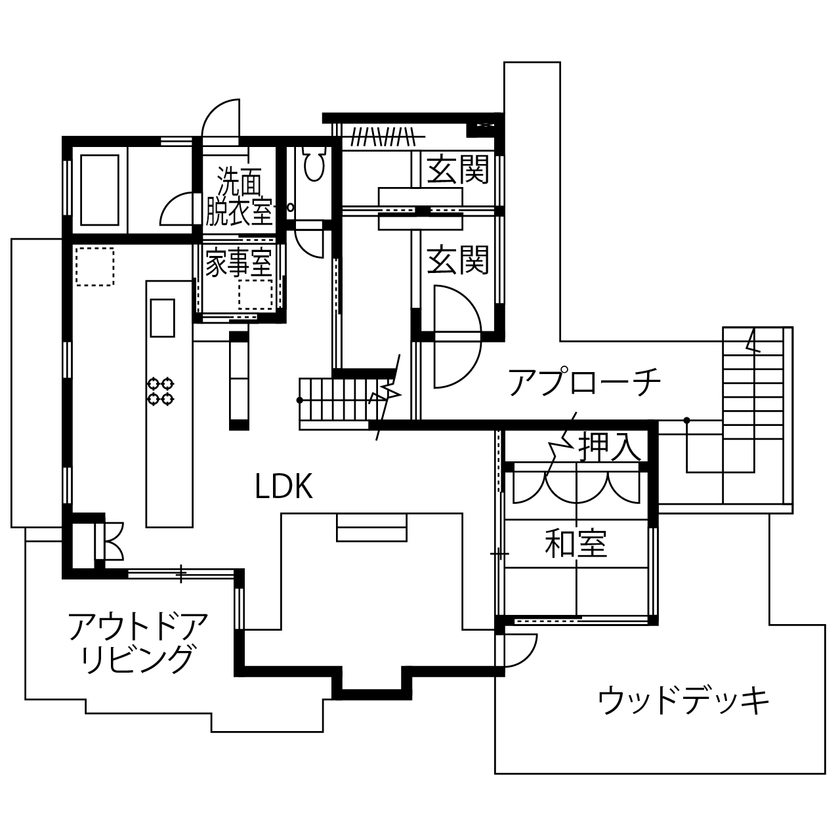 アトリエＳｕｍｉｋａ―住処―　創美建築企画　 【シンプルモダン/鉄筋コンクリート造・RC造】光・緑・風をたっぷり取り込んだ「都会の山小屋」の間取り図（5K以上）1階
