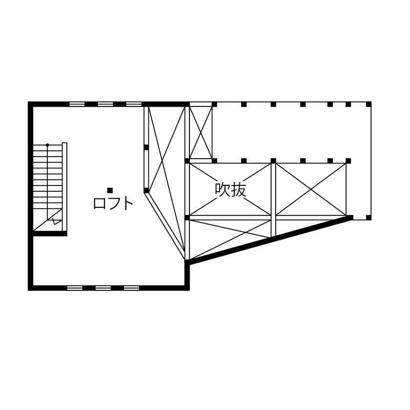 アトリエＳｕｍｉｋａ―住処―　創美建築企画　 【京都市/インナーガレージ/2000万円台/間取り】ガレージからロフトまで、ひとつながり。建築士の自邸の間取り図（2LDK+ロフト+ガレージ）ロフト