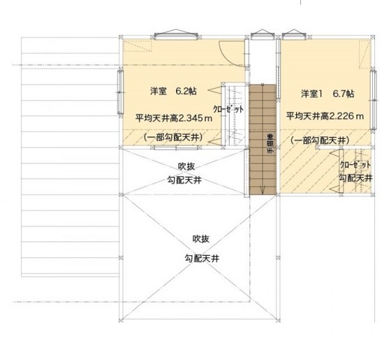 牡鹿観光・おしかホーム【石巻・東松島・女川】 平屋風2階建ての「猫」と暮らす家の間取り図（4LDK）2階