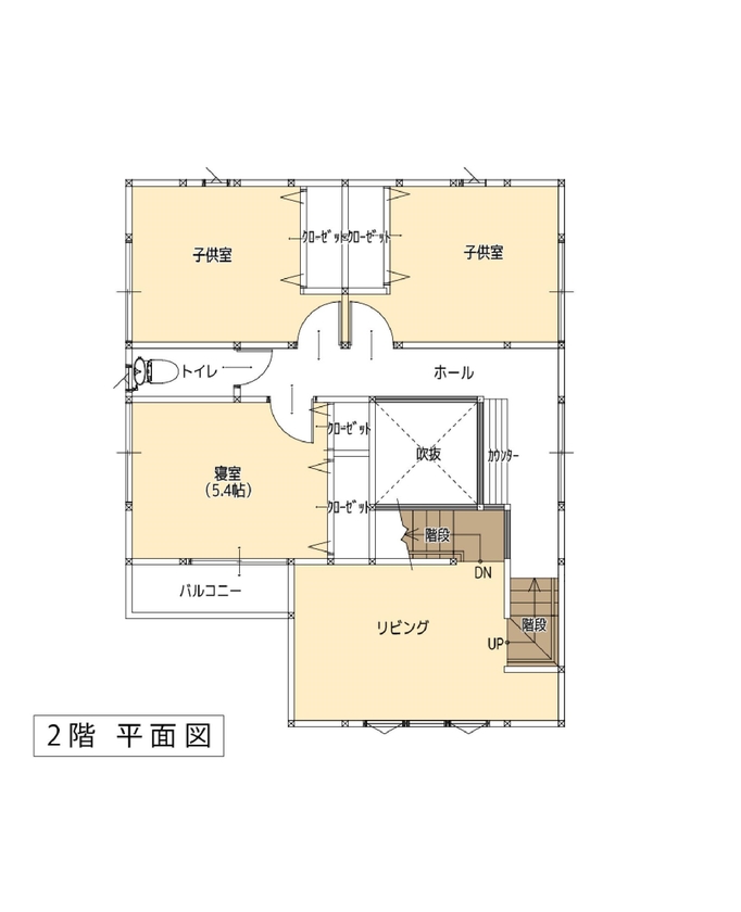牡鹿観光・おしかホーム【石巻・東松島・女川】 かっこいいインテリアと趣味を楽しむ、0.5階1.5階のあるスキップフロアの家の間取り図（3LDK）2階