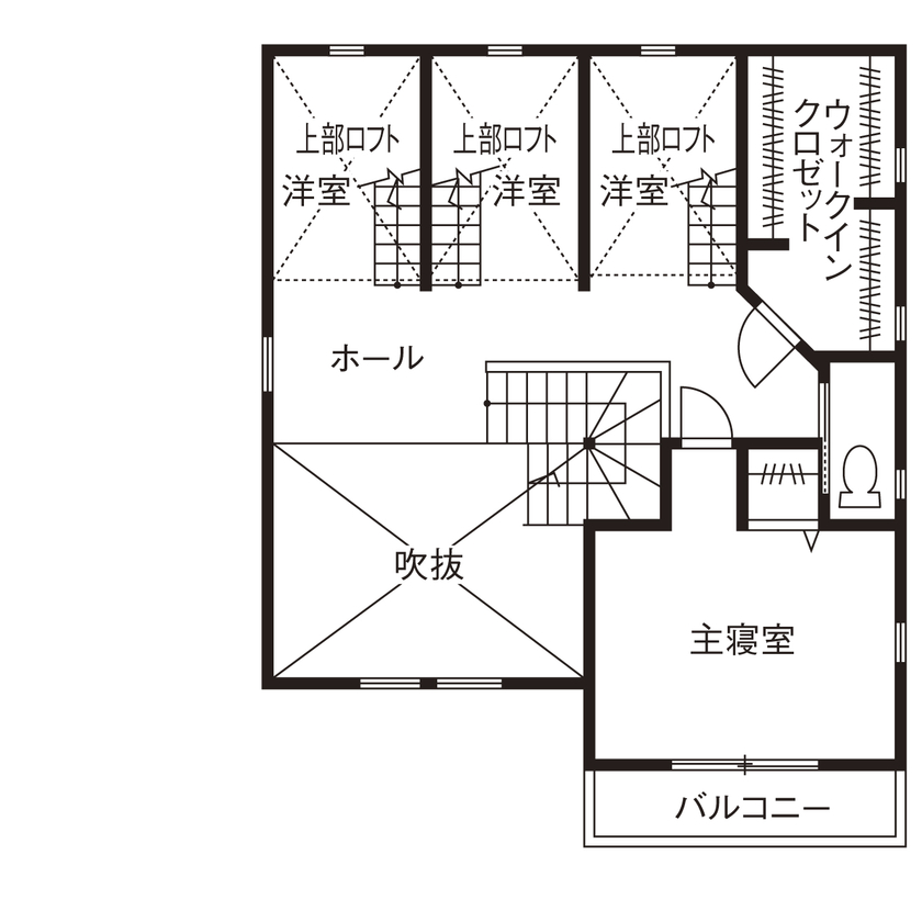 いい家つくる。善匠 【2000万円台｜31坪｜間取り有】ロフトの空間活用はナイスアイデア！ボルダリングウォールで遊べる家の間取り図（4LDK）２階