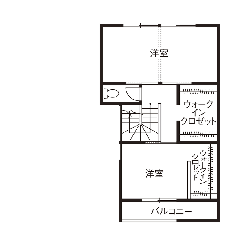 いい家つくる。善匠 【32坪｜間取り有】LDKに洗面があるシンプルモダンな家「スゴイ熱意で土地探しをしてくれました」の間取り図（3LDK）2階