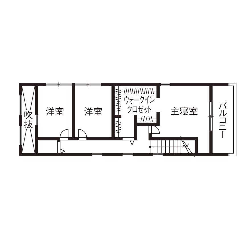 いい家つくる。善匠 【30坪未満｜間取り有】家族の距離を縮める小上がりスペース。南北に細長い土地でも吹抜けで明るく開放的にの間取り図（3LDK）2階