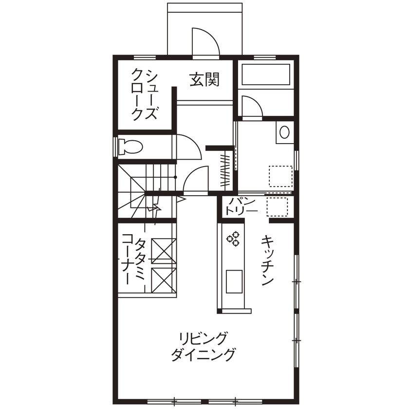 いい家つくる。善匠 【1000万円台｜家事ラク｜間取り有】仕事と家事を両立するオシャレな家事ラクの家「予算面も大満足です！」の間取り図（3LDK）１階