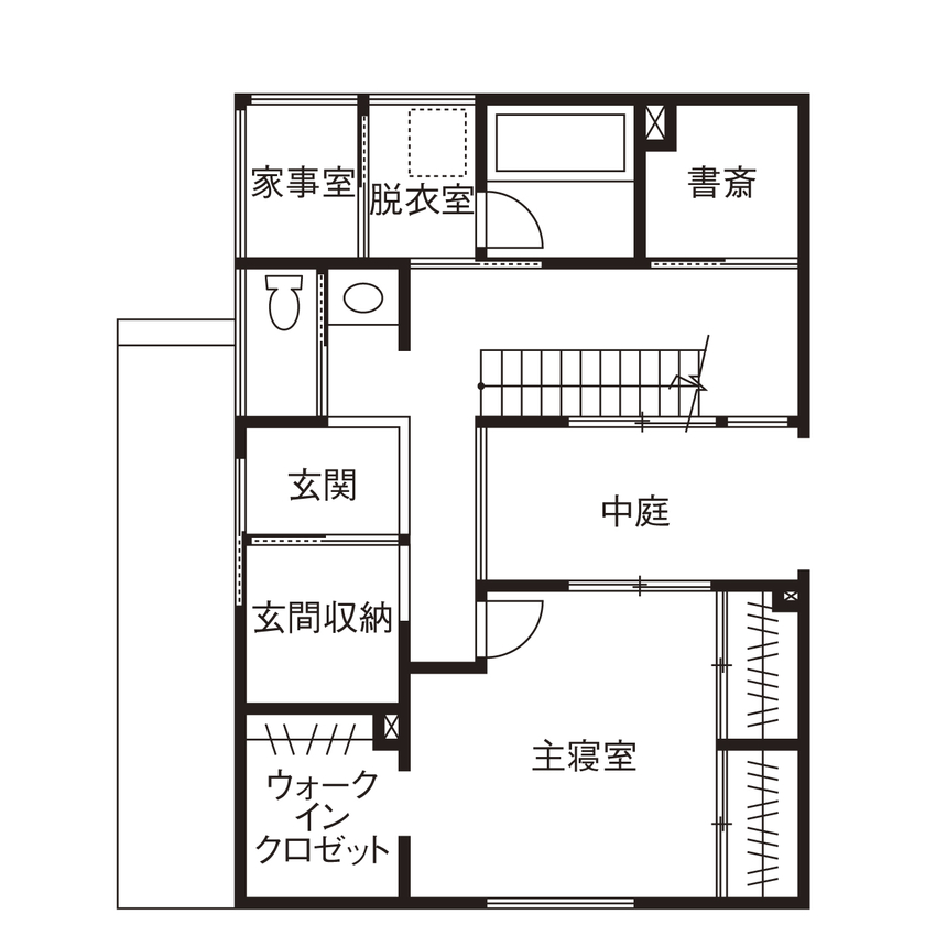 いい家つくる。善匠 【2000万円台｜2階リビング×中庭｜間取り有】ポイントは中庭と窓の配置。密集地でも叶う開放的な暮らしの間取り図（3LDK）１階