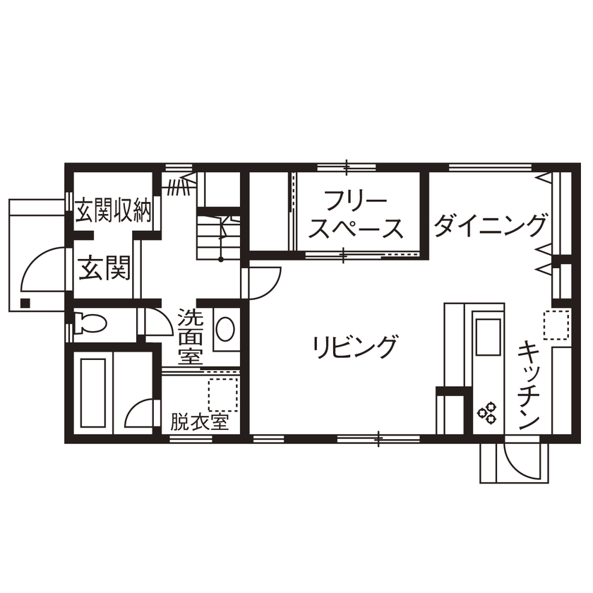 いい家つくる。善匠 【2000万円台｜間取り有】セミオーダーで賢く建てた、収納たっぷりの家事ラク＆子育てしやすい家の間取り図（4LDK）１階