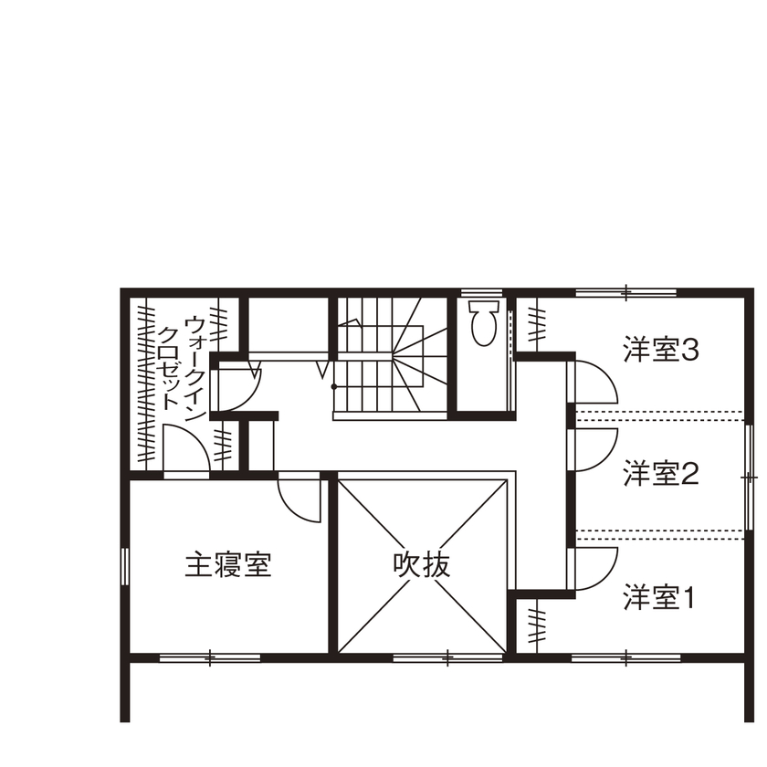 いい家つくる。善匠 【2000万円台｜ガレージハウス｜間取り有】アウトドア好きな夫妻が建てた広い庭×ガレージ×家事ラクな家の間取り図（4LDK）2階
