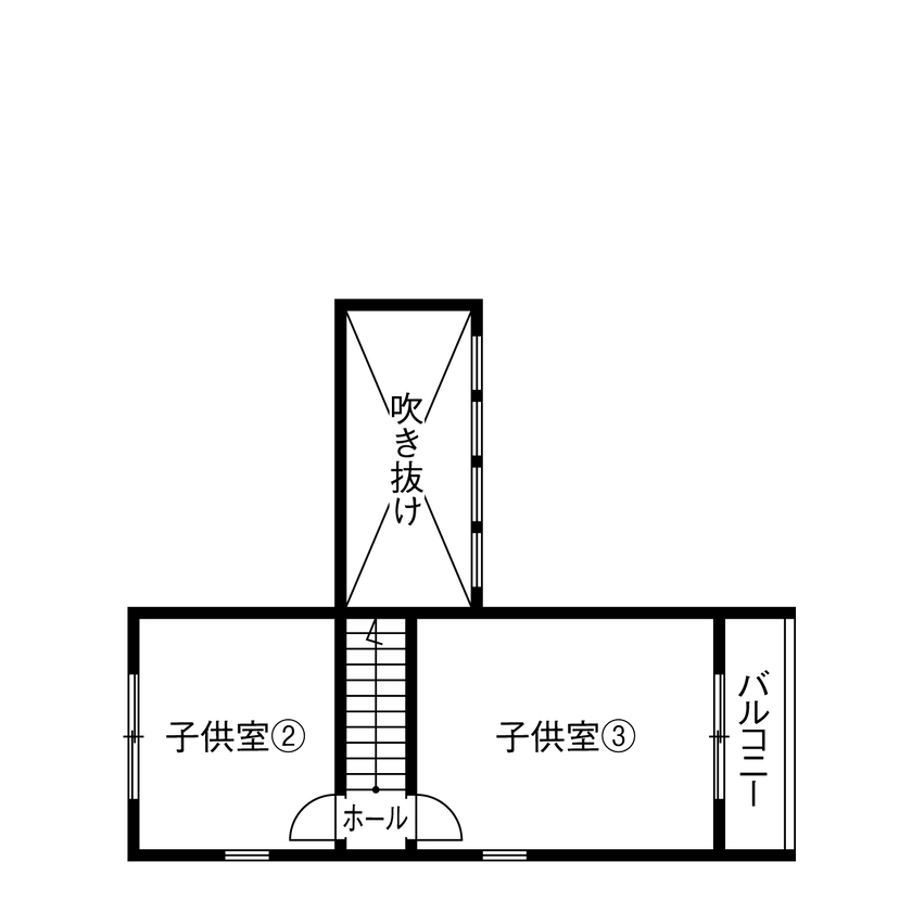 茂山組 蓄電池搭載の省エネ住宅。1階で暮らしが完結する平屋プラスワンの家の間取り図（4LDK）2階