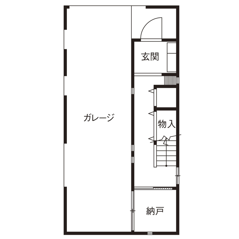 フォーシステムカンパニー 【松原市/1000万円台/間取図/12坪】ライフスタイルに合った暮らしを楽しむ狭小3階建てインナーガレージの家の間取り図（３LDK＋納戸）１階