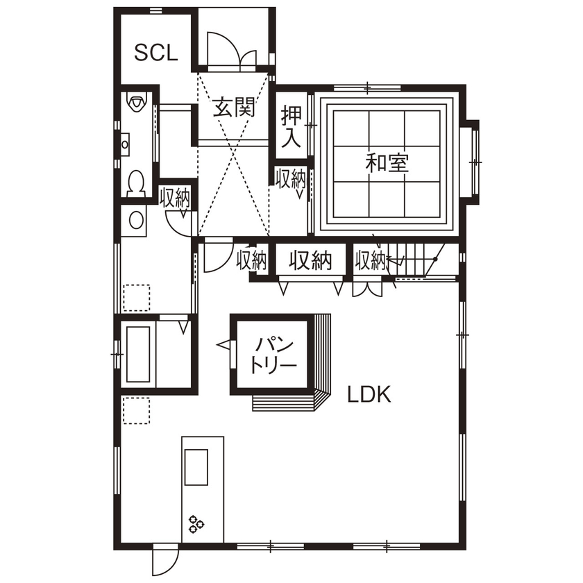 フォーシステムカンパニー 【八尾市/2229万円/間取図有】格調高いデザインと高い性能、暮らしやすい工夫を盛り込んだ住まいの間取り図（３LDK＋WCL）１階