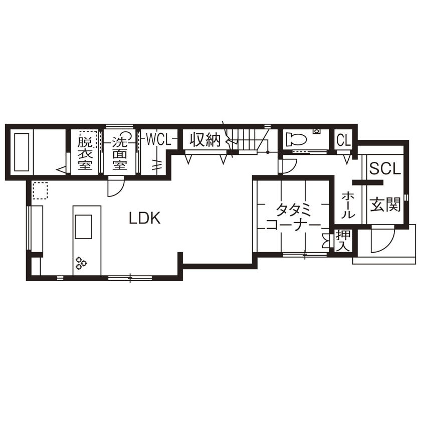 フォーシステムカンパニー 【大阪府/1756万円/間取り図有/長期優良】木目調×グレーでまとめたナチュラルモダンな愛犬と暮らす家の間取り図（3LDK＋タタミコーナー）1階
