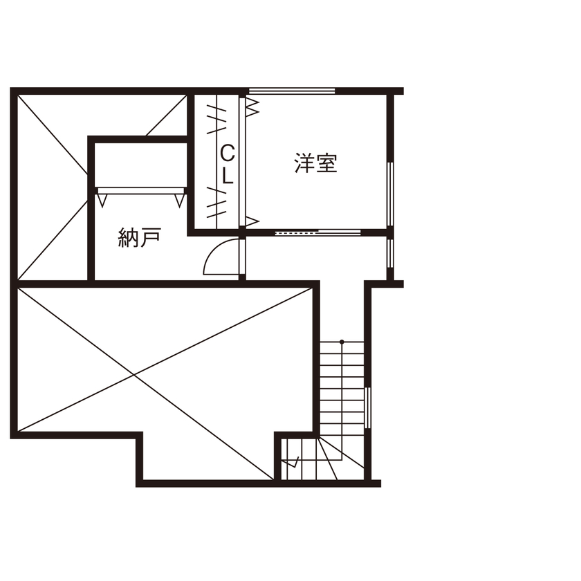 TDホーム静岡西　ウエストンホームズ 【静岡市｜1000万円台｜21.2坪｜平屋ライク】１階で暮らしが完結♪愛犬と暮らすレトロモダンな無垢の家の間取り図（2DK＋WIC+納戸）2階