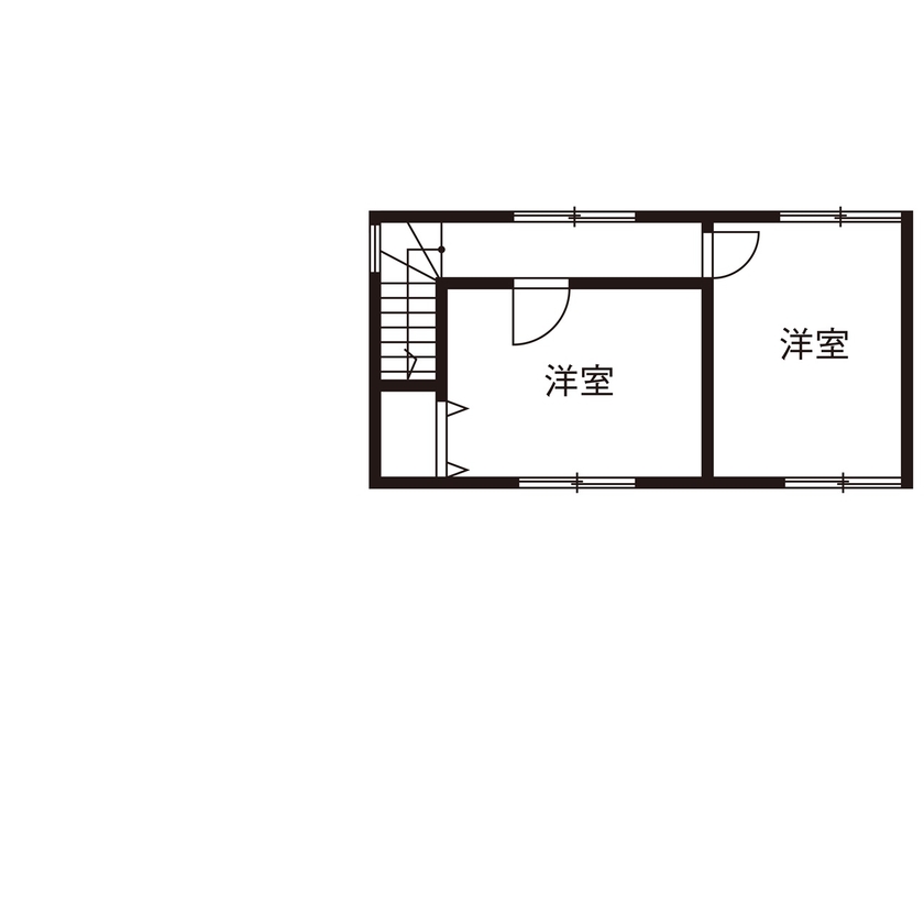 ash/佐藤工務店 【三浦郡｜1000万円台｜カバードポーチ】休暇を少しだけ豊かにする。コンパクトで特別なセカンドハウスの間取り図（3LDK）2階