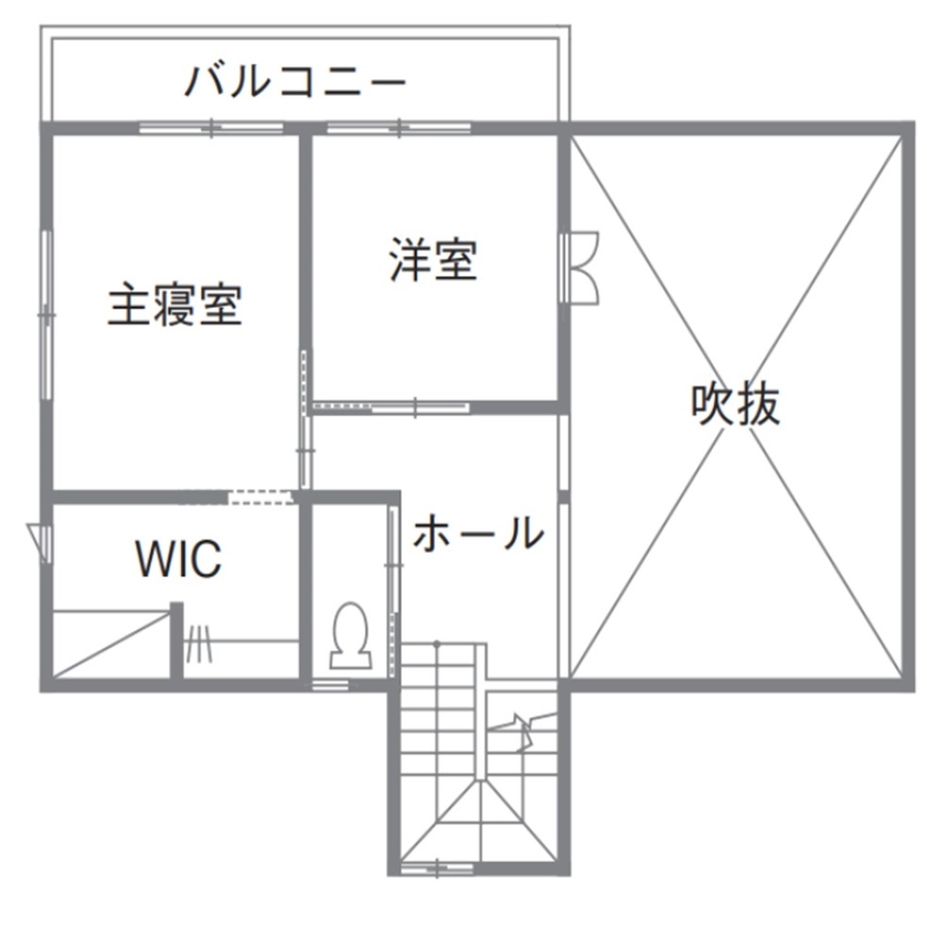 イバケン 常に木の香りと心地よい風が巡る 健康に配慮した住まいの間取り図（3LDK）２階