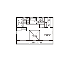 BAUHOUSE -住まい設計工房バウハウス- 【ガレージハウス/36坪/間取り図】季節ごとに楽しめる庭の植栽。１年中心地が良いシンプルモダンな暮らしの間取り図（3LDK）2階