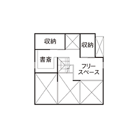 BAUHOUSE -住まい設計工房バウハウス- 【アトリエ/土間/42坪/間取り図】平屋風の味わいあるガレージハウスで、愛犬との暮らしを愉しむの間取り図（3LDK）2階