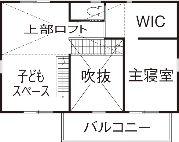 BAUHOUSE -住まい設計工房バウハウス- 【2階建て/薪ストーブ/30坪/間取り図】子どもと一緒に自然の心地よさを体感。のびのび暮らせる家の間取り図（2LDK）2階