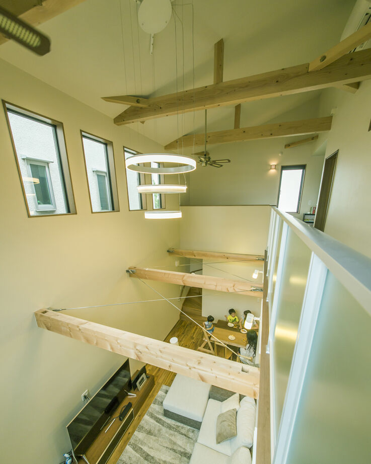 一級建築士事務所　タイセーハウジング 【厚木市/2000万円台/間取り図】開放感＋家を明るくするウッドデッキの光庭に南側の高窓と吹抜けが魅力の家の建築実例画像8