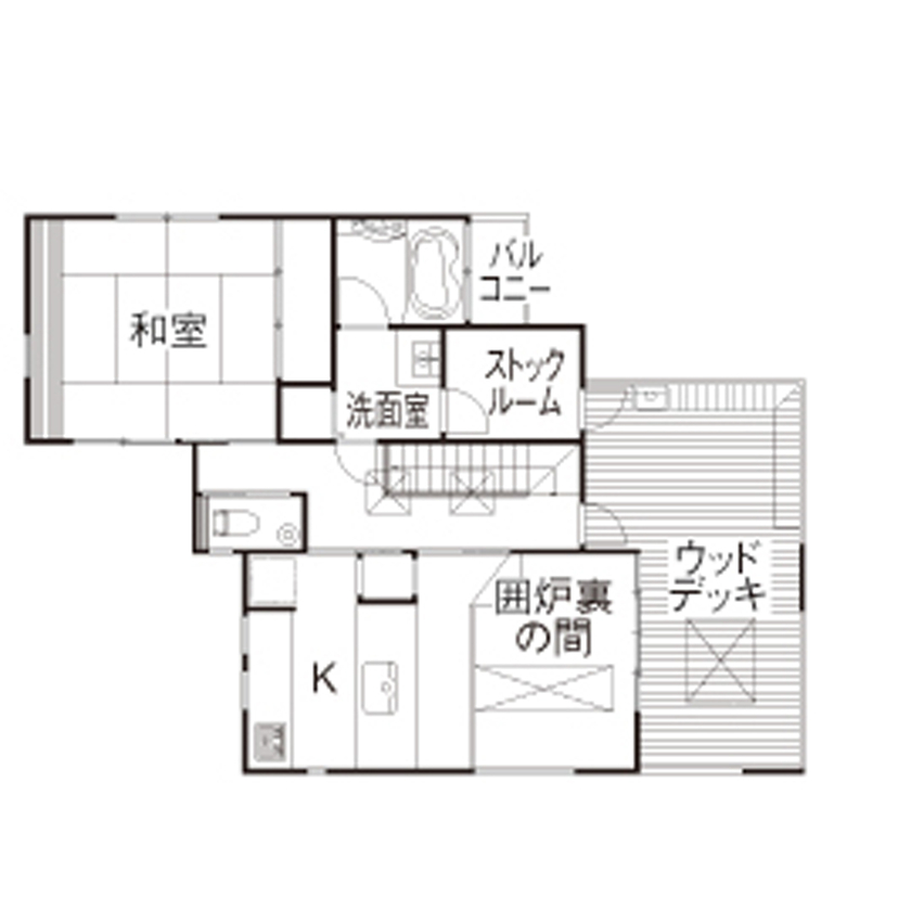 一級建築士事務所　タイセーハウジング 【横浜市神奈川区/ビルトインガレージ/間取り図有】遊び心満載な空間作り。囲炉裏がある3階建て二世帯住宅の間取り図（5K以上）3階