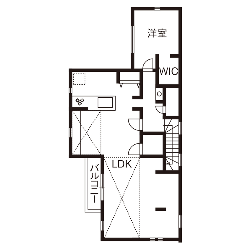 一級建築士事務所　タイセーハウジング 【2000万円台/東京都豊島区】高い性能とデザインを両立。たっぷり光を取り込む2階LDKの間取り図（4LDK）2階