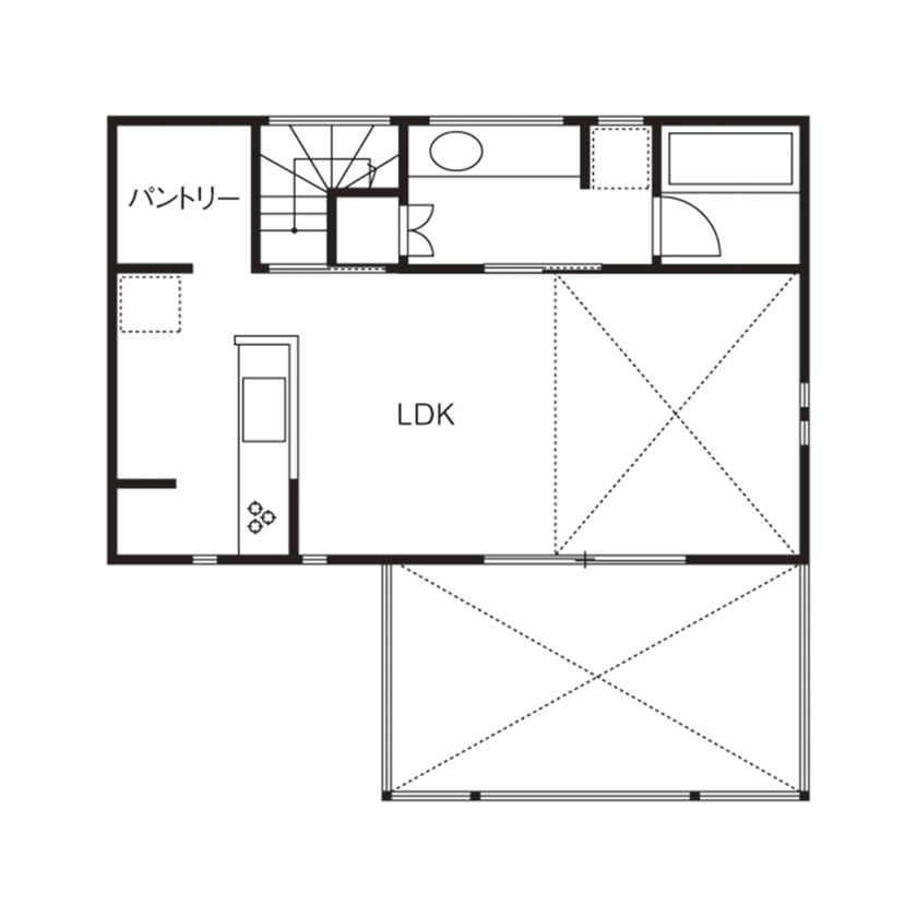 一級建築士事務所　タイセーハウジング 【2000万円台/神奈川県座間市】DIY でもっと自分らしく！リビングから空が見える家の間取り図（3LDK）2階