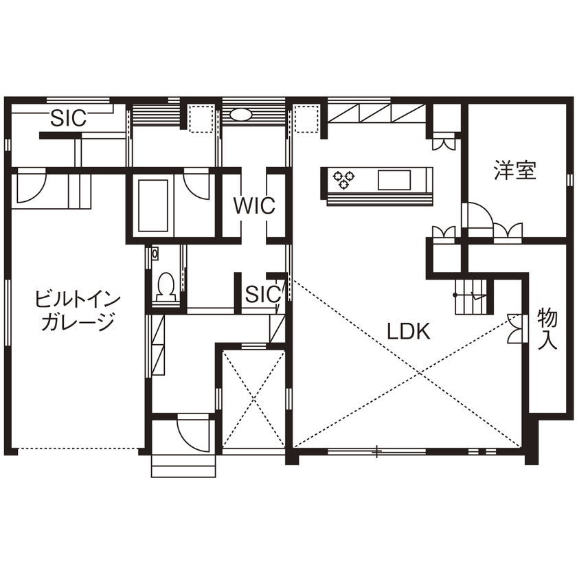 一級建築士事務所　タイセーハウジング 【神奈川県伊勢原市／間取り図】まるで映画館のようなホームシアターのある大空間の家の間取り図（3LDK）1階