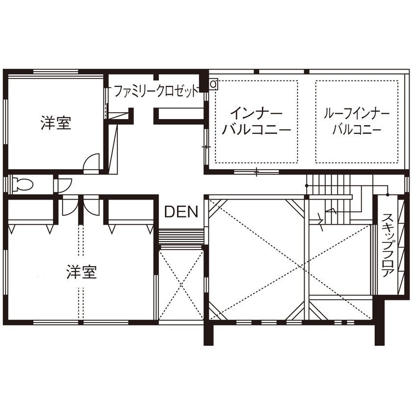 一級建築士事務所　タイセーハウジング 【神奈川県伊勢原市／間取り図】まるで映画館のようなホームシアターのある大空間の家の間取り図（3LDK）2階