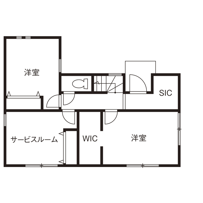 一級建築士事務所　タイセーハウジング 【神奈川県厚木市／間取り図】仕事の息抜きに、休日の家族団らんに。田園風景を一望する屋上庭園の間取り図（2LDK＋サービスルーム）1階