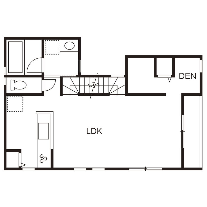 一級建築士事務所　タイセーハウジング 【神奈川県厚木市／間取り図】仕事の息抜きに、休日の家族団らんに。田園風景を一望する屋上庭園の間取り図（2LDK＋サービスルーム）2階