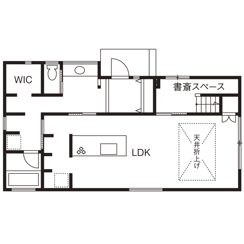 一級建築士事務所　タイセーハウジング 【神奈川県海老名市／間取り図】こだわりを全て叶えた、猫と暮らすホテルライクな家の間取り図（1LDK＋S+書斎スペース）1階