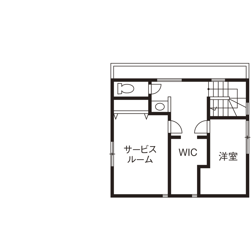 一級建築士事務所　タイセーハウジング 【神奈川県海老名市／間取り図】こだわりを全て叶えた、猫と暮らすホテルライクな家の間取り図（1LDK＋S+書斎スペース）2階