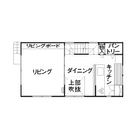 木下工務店 【3100万円/30坪/間取り図/東京/吹き抜け】傾斜地を活かしたビルトインガレージと半地下でゆったりと暮らすの間取り図（3LDK）1階
