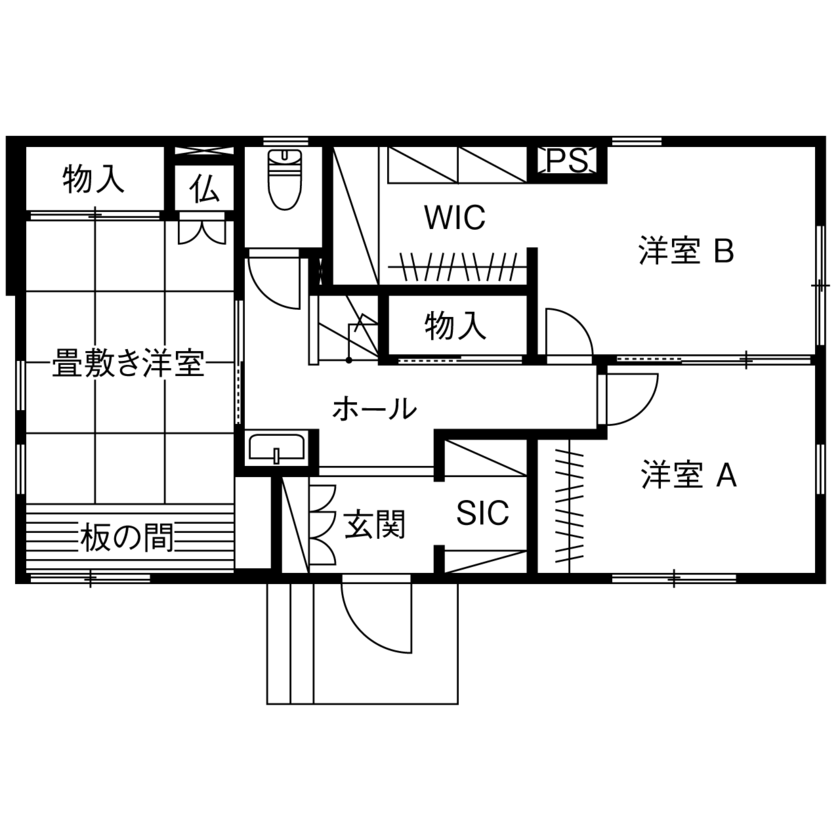 木下工務店 【2400万円台／2階リビング／屋上／間取図有】明るさと開放感、アウトドアの気持ちよさを愉しむ家の間取り図（3LDK+小屋裏+屋上）1階