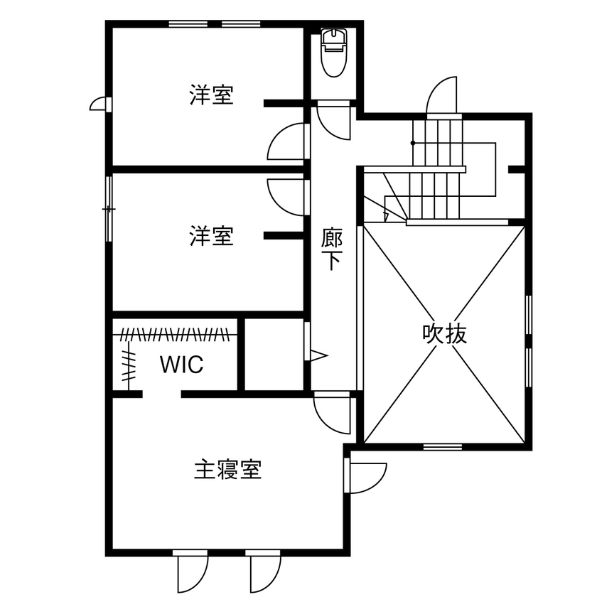 木下工務店 【2100万円台／吹抜／動線／間取図有】光に包まれる大空間とヌックの心地よさが、やさしく時間を紡ぐ家の間取り図（3LDK）2階
