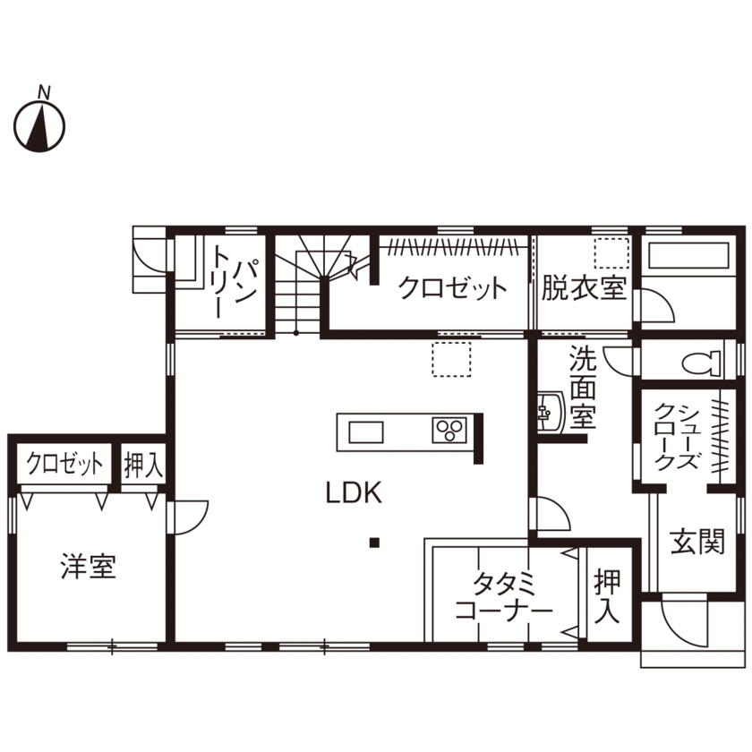 木のぬくもりアシストホーム 【2000万円/平屋スタイル/間取図有】9.6kW太陽光実質0円※のZEH住宅×自然素材で、理想の家を実現！の間取り図（4LDK）1階