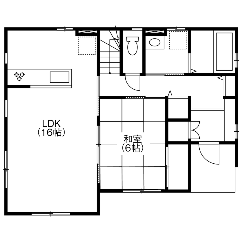ファースト設計 【富山市×4LDK】全館空調で365日24時間快適！収納を充実させたシンプルモダンの家の間取り図（4LDK）1階