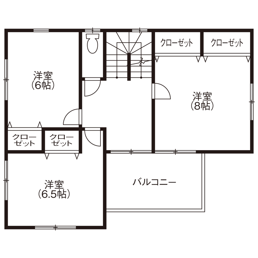 ファースト設計 【富山市×4LDK】全館空調で365日24時間快適！収納を充実させたシンプルモダンの家の間取り図（4LDK）2階