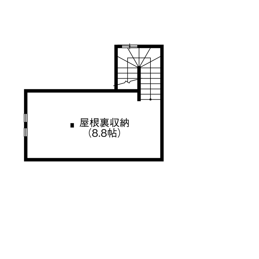 ファースト設計 【富山市×4LDK】全館空調で家中すみずみまで快適空間に。ペットのお留守番も安心な家の間取り図（4LDK）屋根裏収納