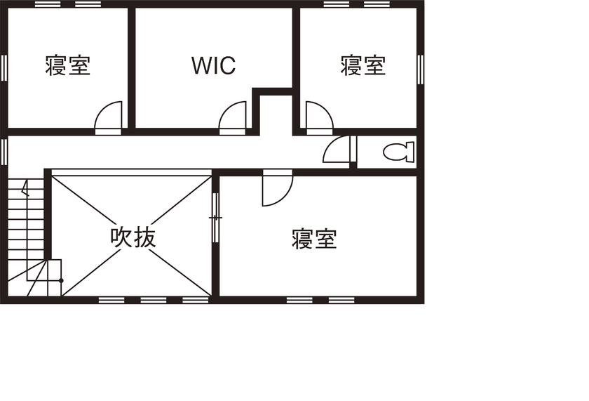 カシワ建設 【輸入住宅】憧れていたアメリカンな外観。理想の住まいを形にしたこだわりの2階建ての間取り図（4LDK+書斎）2階