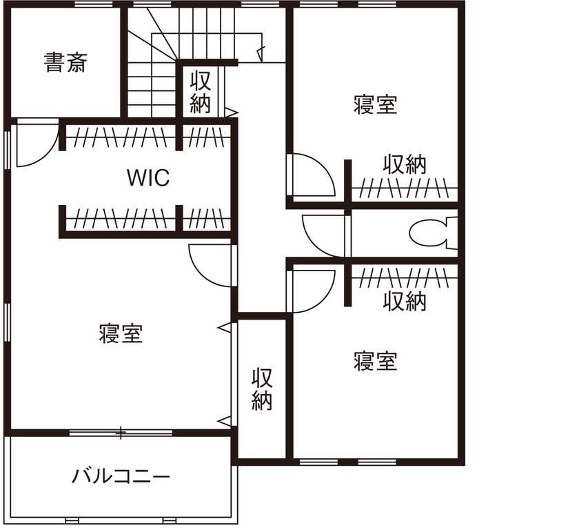カシワ建設 【輸入住宅】南プロヴァンス風の外観が可愛らしい収納力のある輸入住宅の間取り図（4LDK）2階