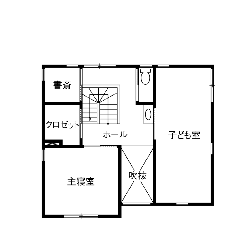 日建ホーム（我孫子・柏・松戸・流山） 【3000万円台|40坪台|間取り|ビルトインガレージ】家事ラク動線で効率的！冬は暖か夏は涼しい1年中快適な家の間取り図（2LDK）2階