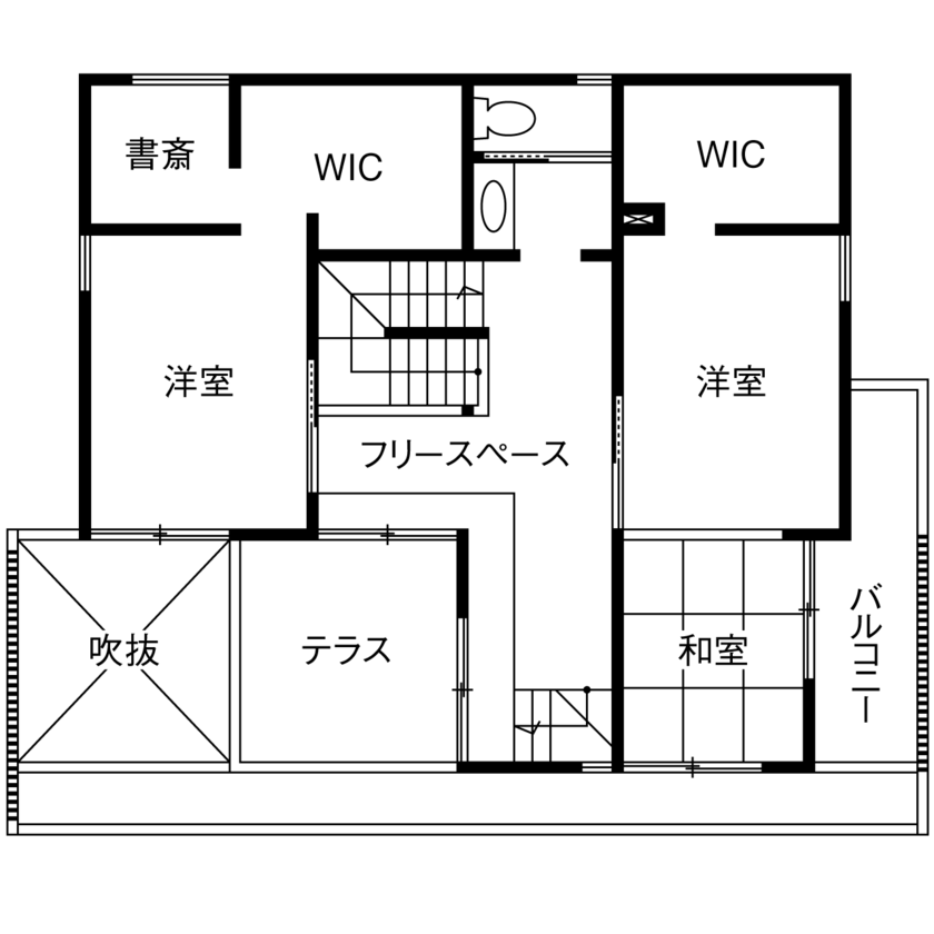 日建ホーム（我孫子・柏・松戸・流山） 【3000万円台|40坪台|間取り】リゾートを思わせる空中テラスや、庭園を楽しむ小上がりなど毎日を楽しめる家の間取り図（3LDK）2階