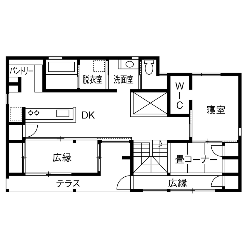 日建ホーム（我孫子・柏・松戸・流山） 【3800万円／47.4坪／間取り／ガレージハウス】ガレージと和モダン空間が叶える、ふたりのための住まいの間取り図（1LDK＋ガレージ＋書斎）2階