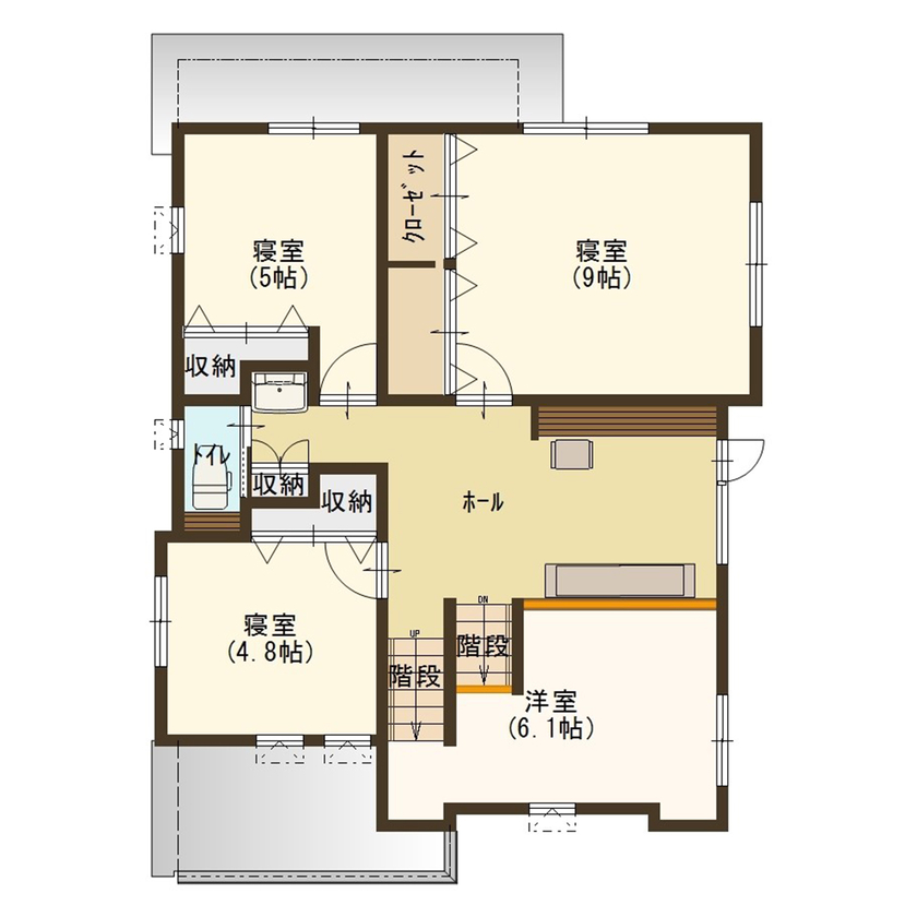 カスタムエージェント 使い方は無限大！空間を緩やかに繋げたプラスアルファの部屋がある、遊び心満載の家の間取り図（3LDK）2階