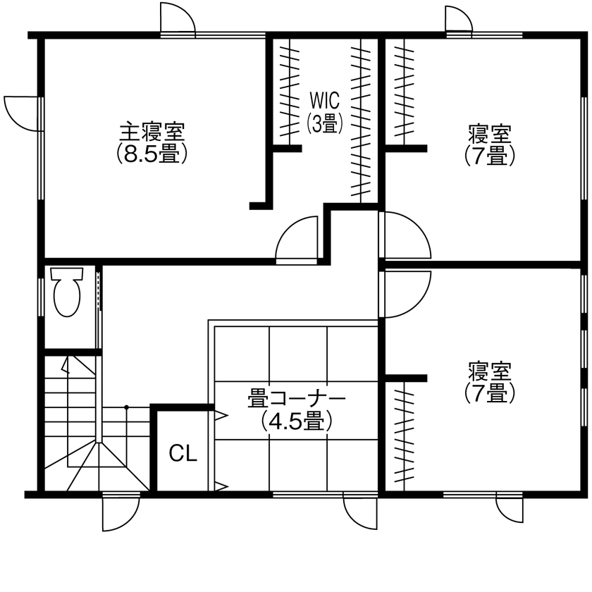 カスタムエージェント 【1980万円/家事ラク動線】機能的な回遊型間取りとデザイン性の高さが両立した家の間取り図（3LDK＋FC）2階