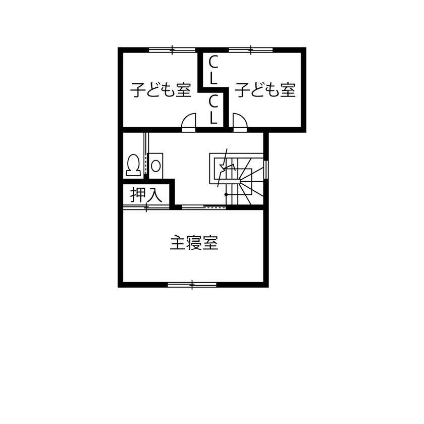 パシフィック・ホーム&リノベーション/岡田建設 【3000万円以下/40坪以下/太陽光発電】勾配天井のリビングとお気に入りのアクセントクロス（間取り図有）の間取り図（3LDK+畳コーナー）2階
