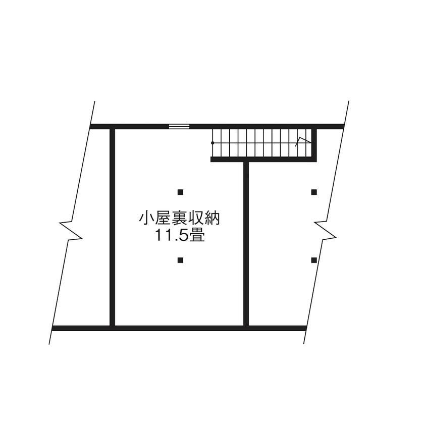 匠技建 【2000万円台/30坪台/書斎/間取り図】エアコンと窓のある小屋裏収納にガルバリウム鋼板の白い三角屋根の家の間取り図（3LDK）小屋裏