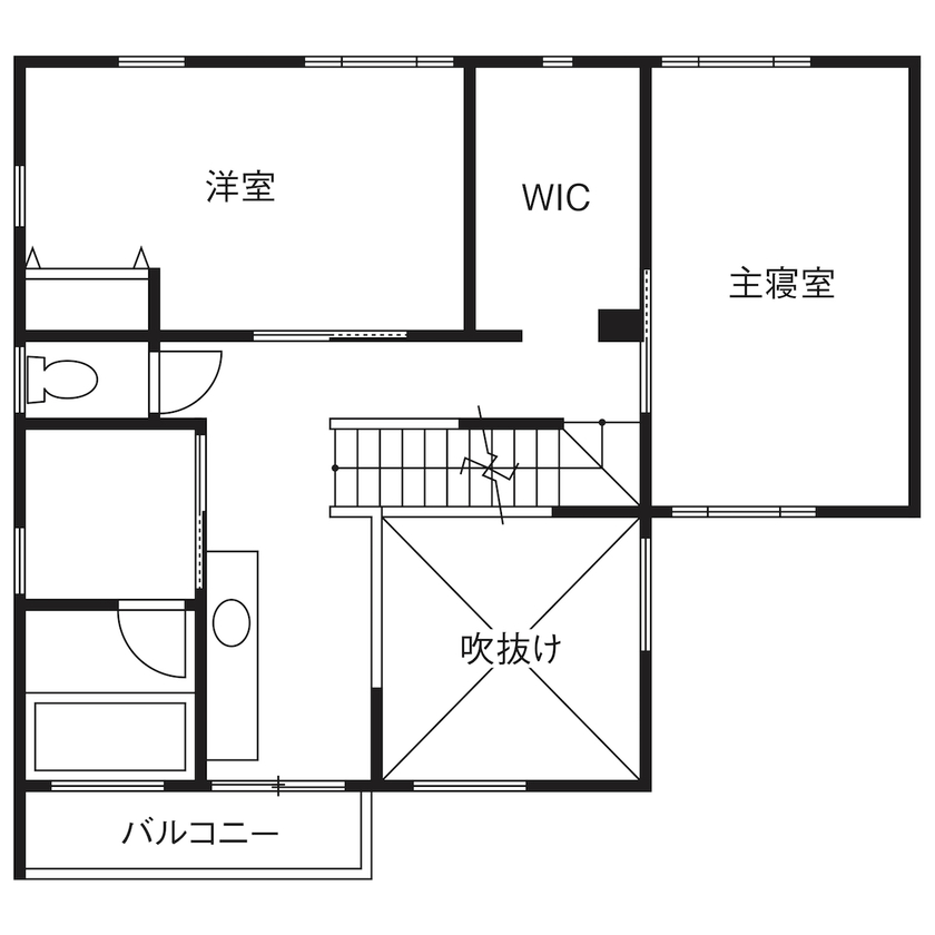 匠技建 【三鷹市/3000万円台/30坪台/ペット/間取り図】吹き抜けリビングにキャットウォークがある愛猫と暮らす家の間取り図（3LDK）2階