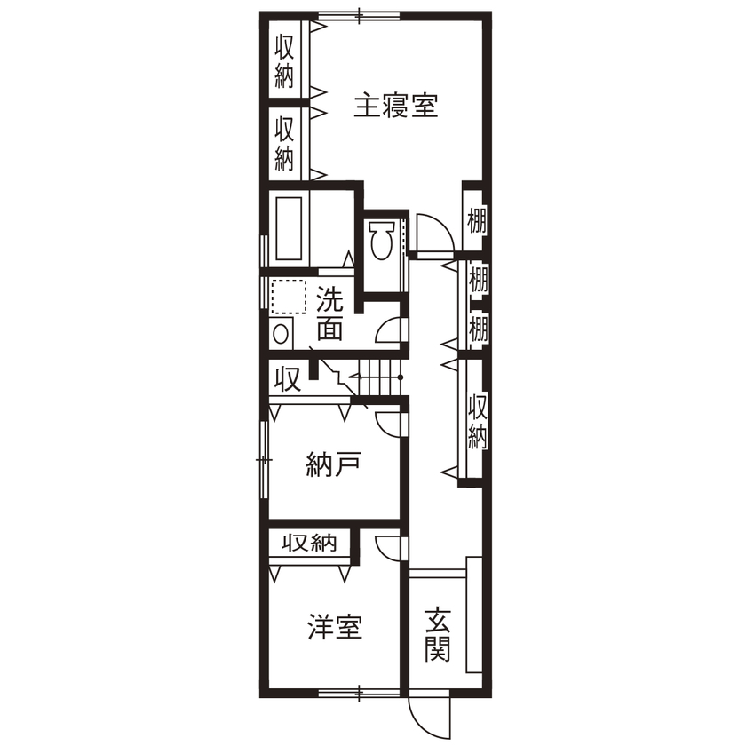 サブライムホーム（SUBLIME HOME） 【本体価格1840万円/間取図あり】明るく開放的な2階リビング。街並みに溶け込む、明るくモダンな現代の町家の間取り図（3LDK +納戸+ロフト）1階