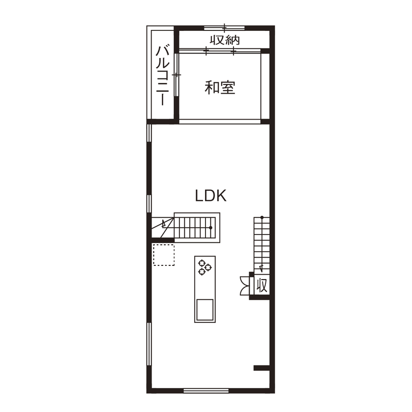 サブライムホーム（SUBLIME HOME） 【本体価格1840万円/間取図あり】明るく開放的な2階リビング。街並みに溶け込む、明るくモダンな現代の町家の間取り図（3LDK +納戸+ロフト）2階